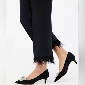 J. Crew Feather Trim Crepe Pants 8 Black